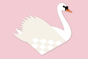 Flettede Fugle - uccellini di carta - Cigno (bianco)