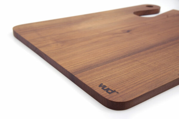 Vud Tagliere Serie H 40x30 noce dettaglio logo